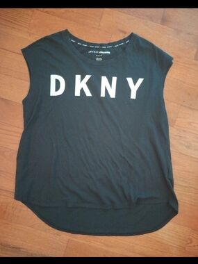 DKNY Black Sleeveless Logo Tank Top